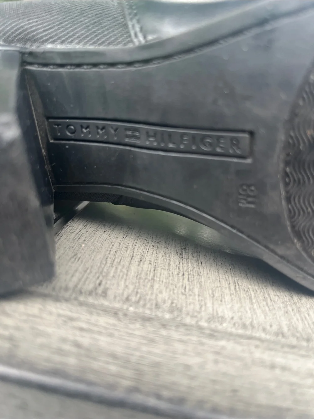 Tommy Hilfiger Black Leather Ankle Booties with Signature Stripe